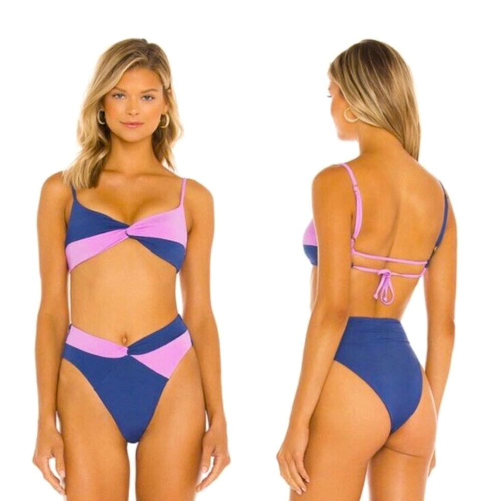 L*Space Color Block Indigo-rosebud Ringo Bikini Top and Bottom Set
